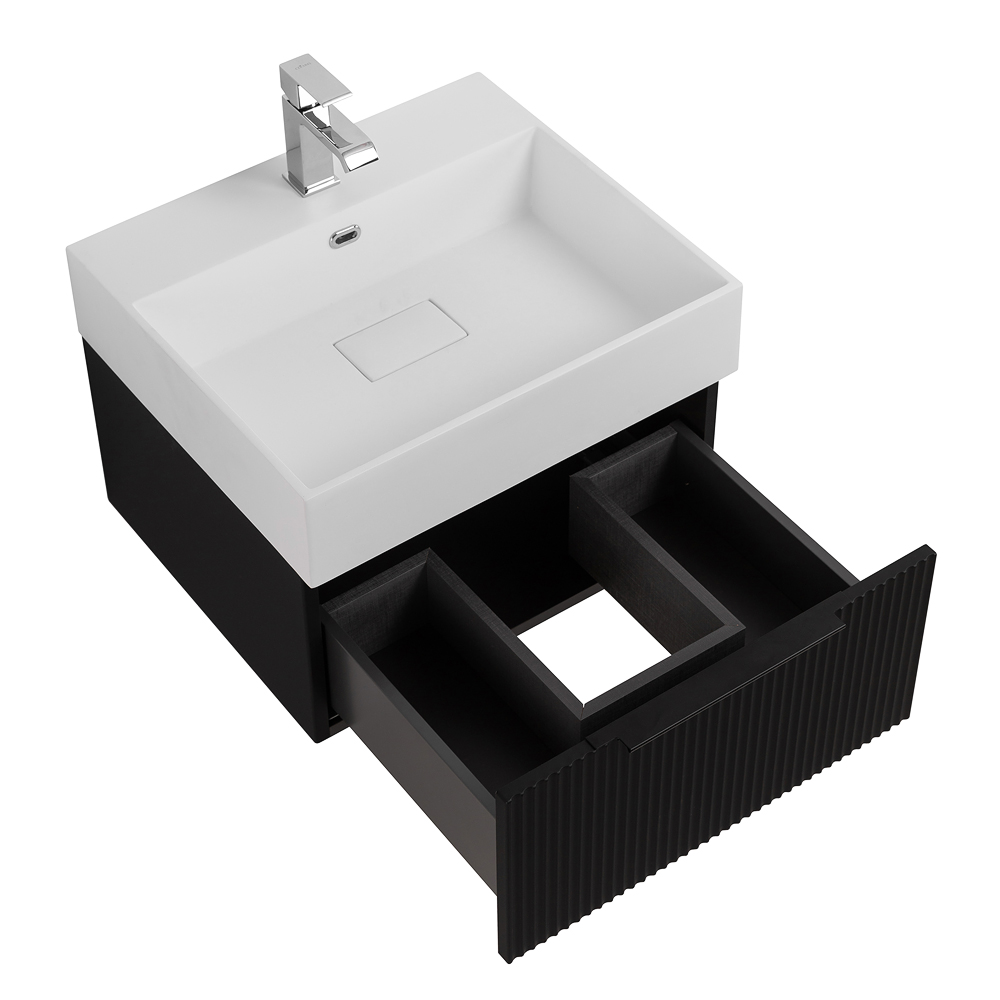 Приобрести cezares тумба подвесная с раковиной premium 50 см plisse nero opaco, черная 55412