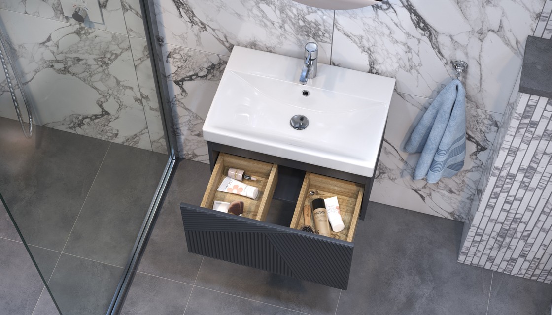 Приобрести тумба подвесная с раковиной velvex edge 60 см, графит tpedg.60.1y-231