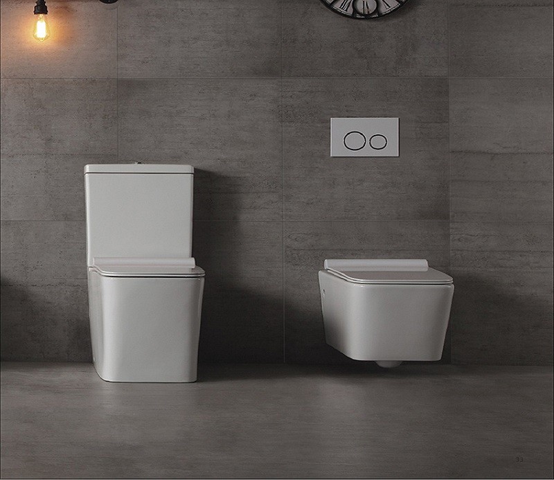 Приобрести унитаз напольный, безободковый с сиденьем ceramalux rimless 2170