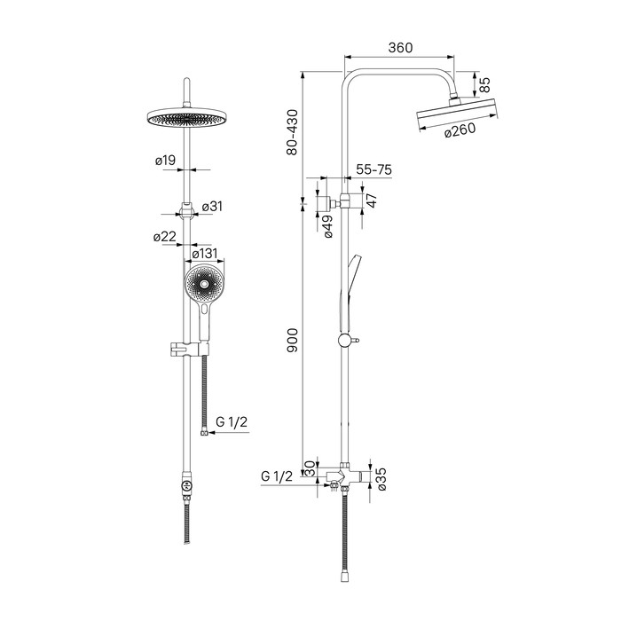 Приобрести iddis душевая система spahome, круглая d-260мм, хром spa3f0ci76