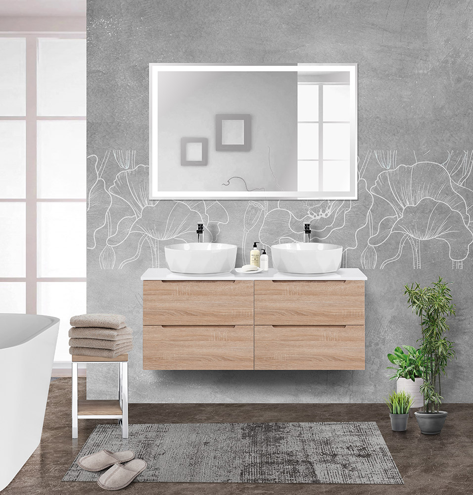 Приобрести belbagno тумба со столешницей etna 120 см, подвесная rovere bianco