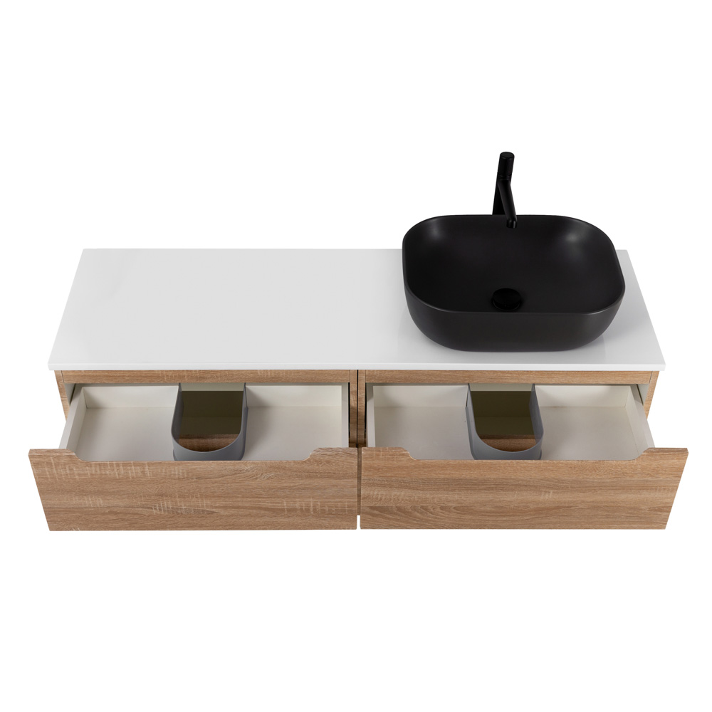 Приобрести belbagno тумба со столешницей etna 120 см, подвесная rovere bianco, раковина справа