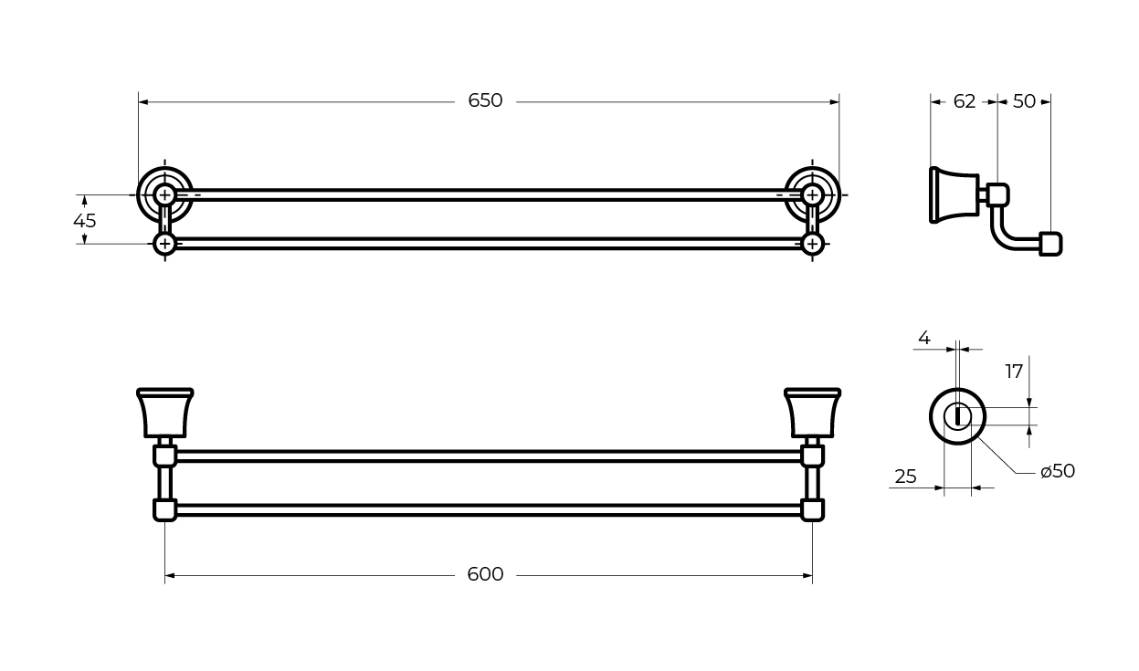 Приобрести cezares полотенцедержатель liberty 65 см, хром czr-f-8982