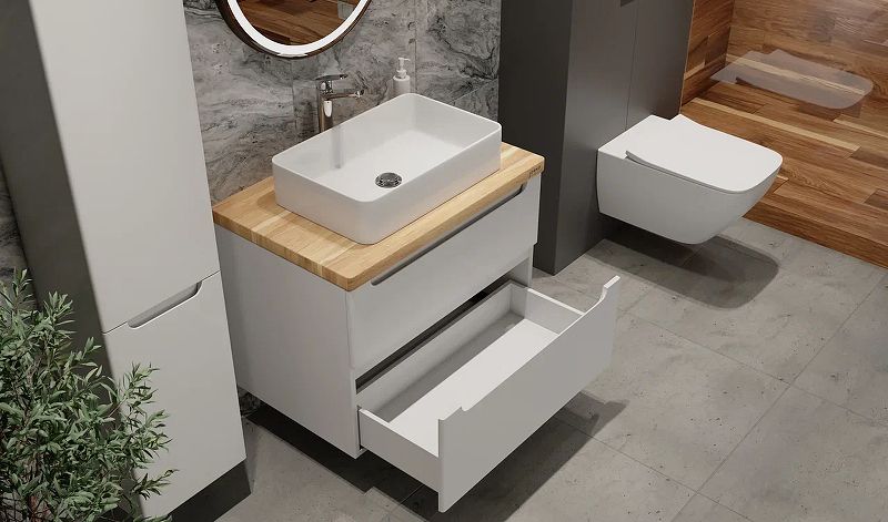 Приобрести jorno тумба подвесная wood 100 см со столешницей светлое дерево, белая