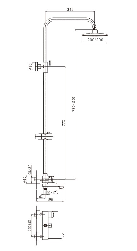 Приобрести haiba душевая система, круглая d-200мм, хром hb2401
