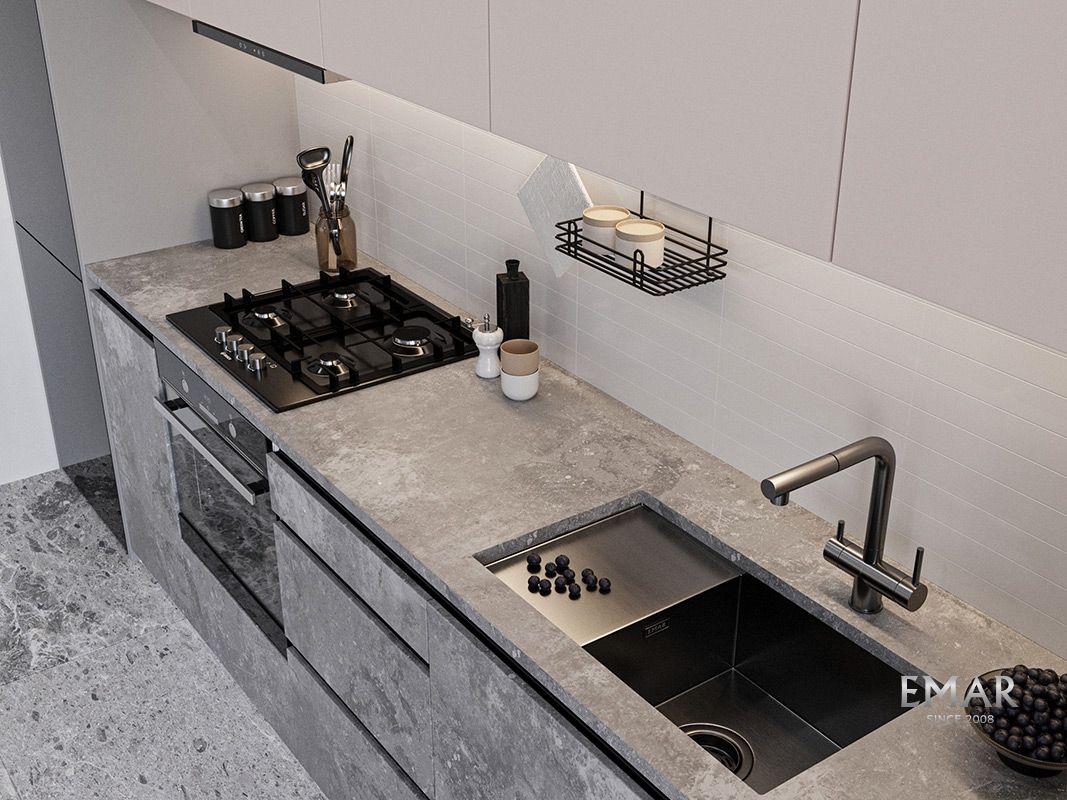 Приобрести emar кухонная мойка 70х40 см, графит emb-124 pvd nano dark