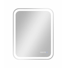 Continent Зеркало с подсветкой Russo 60х70 см, сенсорный включатель, подогрев, часы, белое