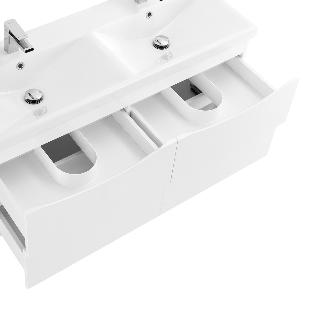 Приобрести belbagno тумба с раковиной marino-cer 120 см, подвесная с ящиками bianco lucido , белая раковина