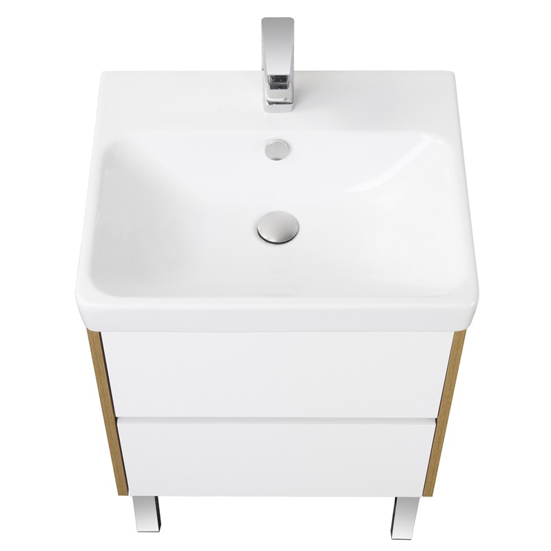 Приобрести акватон тумба c раковиной сканди 70 белая, дуб рустикальный