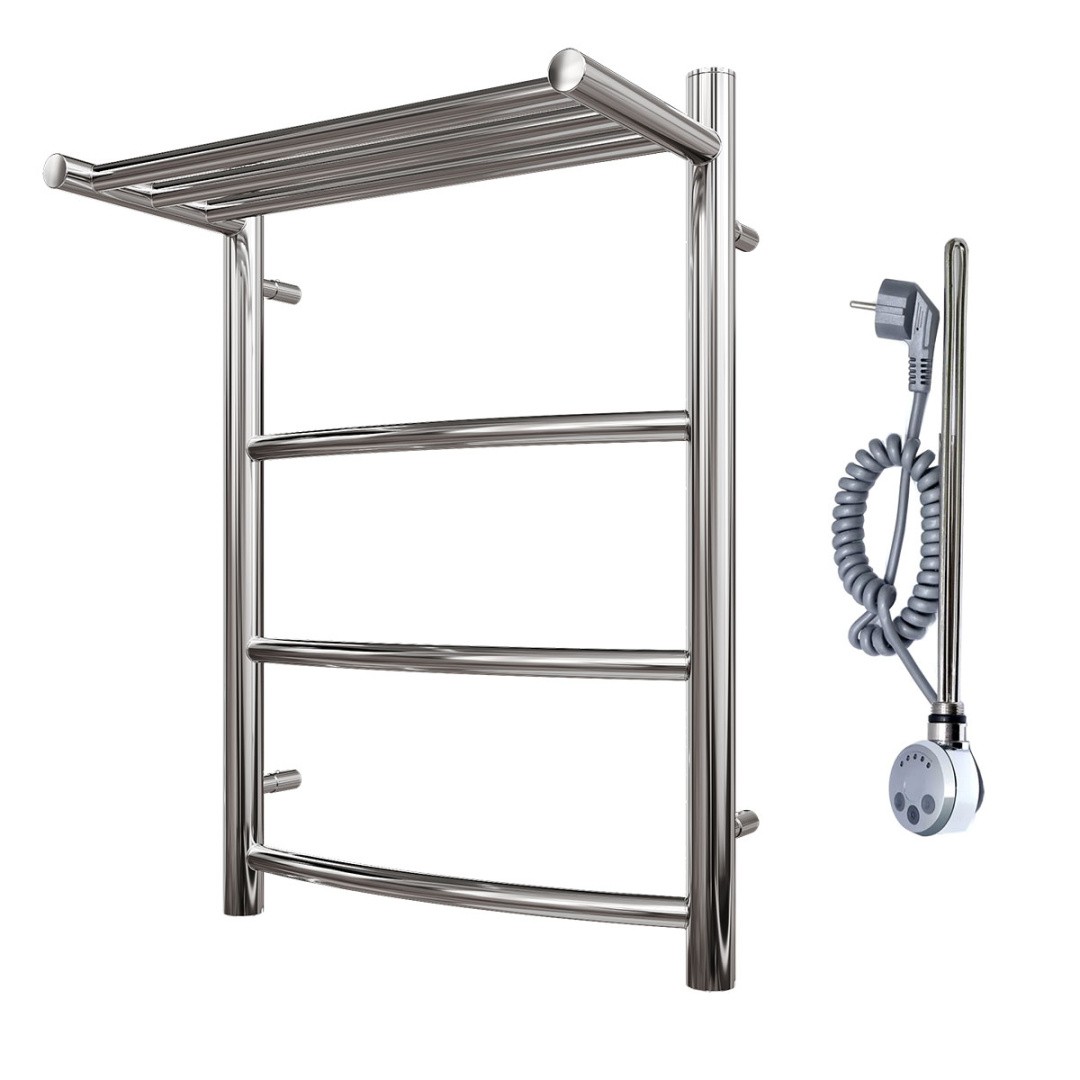 Приобрести полотенцесушитель электрический point 500х600 афина с полкой п3, хром pn04156pe