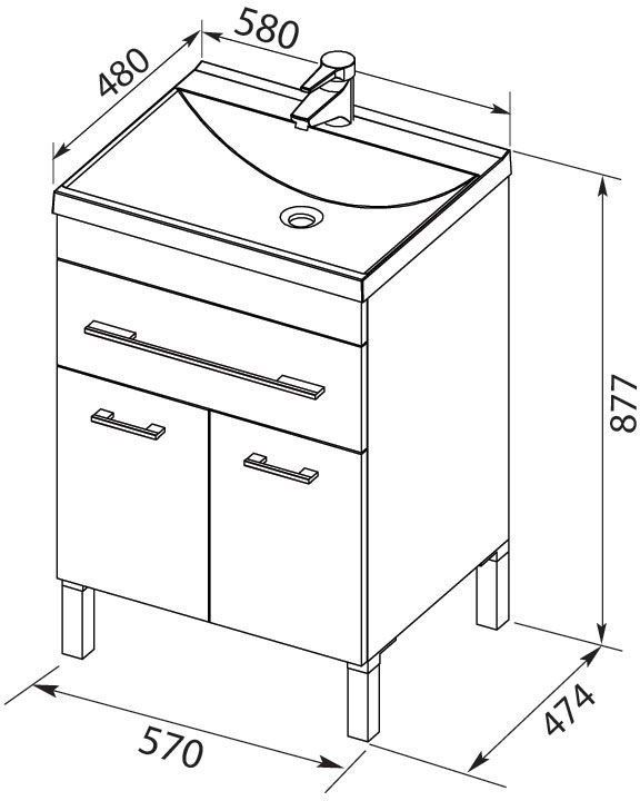 Приобрести aquanet тумба с раковиной верона 58 см, белая 00287667