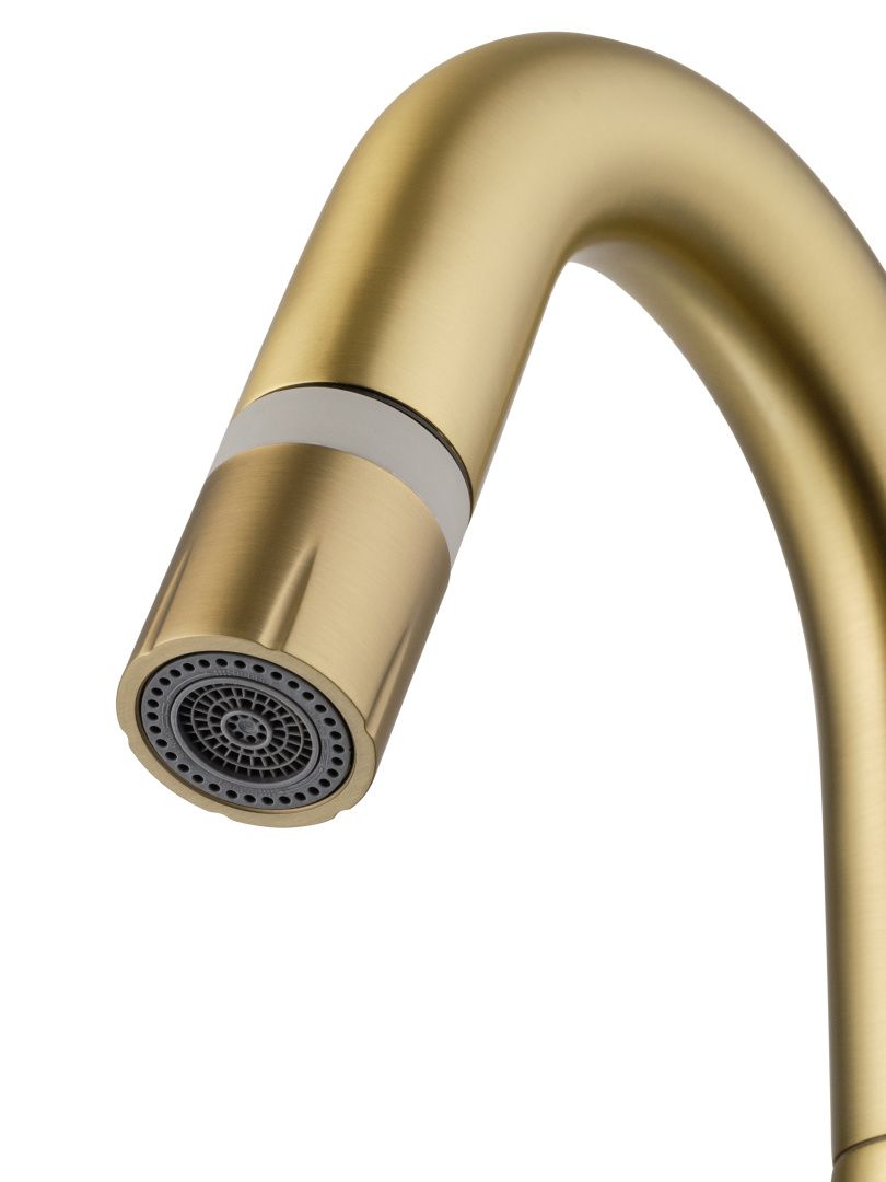 Приобрести смеситель для раковины с выдвижным изливом wonzon & woghand, брашированное золото (ww-fe01l212-bg)