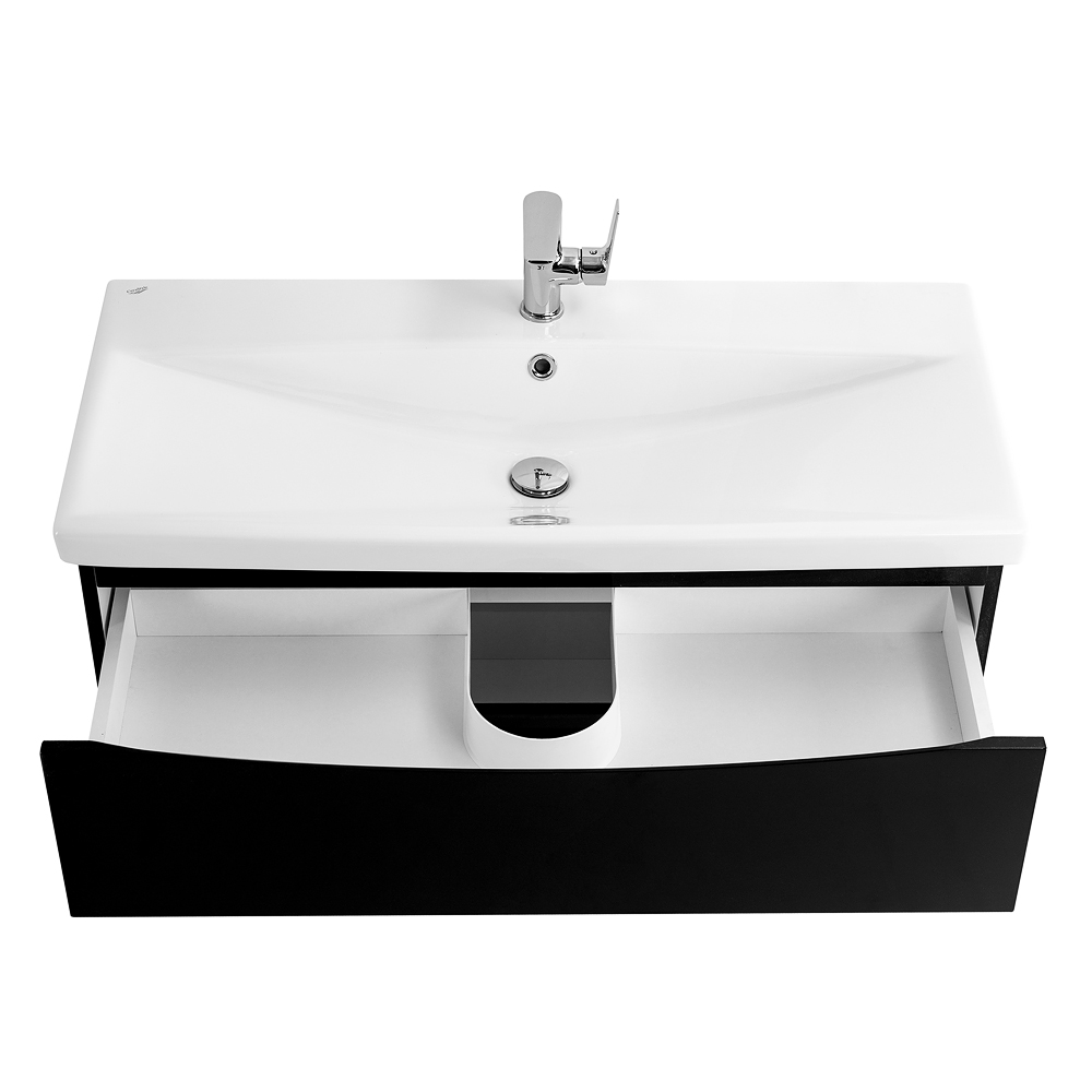 Приобрести belbagno тумба с раковиной marino-cer 100 см, подвесная nero lucido, белая раковина