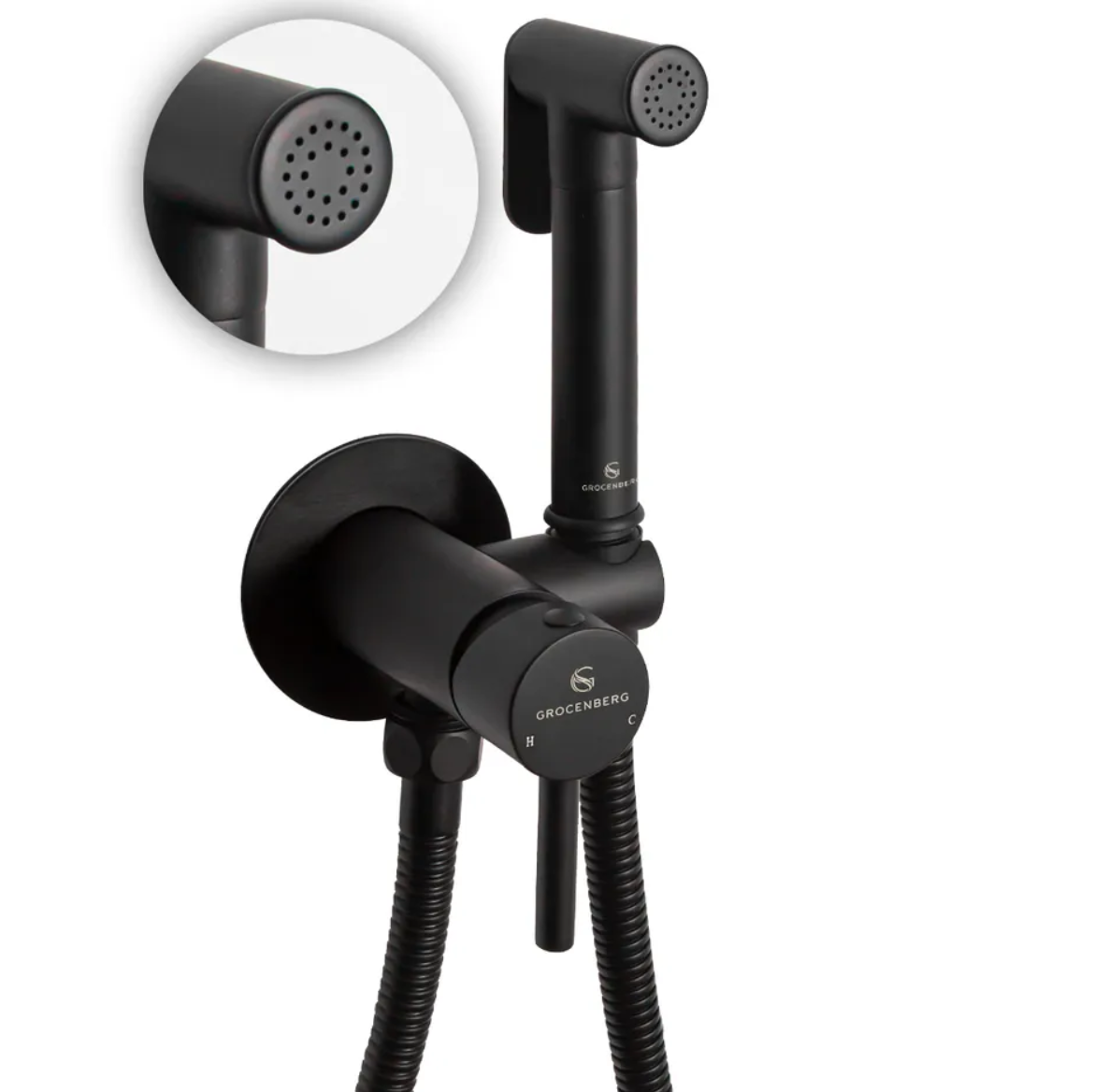 Приобрести grocenberg смеситель с гигиеническим душем, черный матовый gb001bl