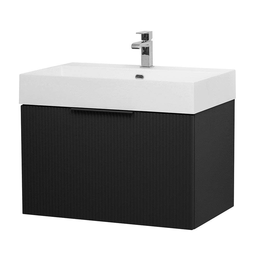 Приобрести cezares тумба подвесная с раковиной premium 70 см plisse nero opaco, черная 55437