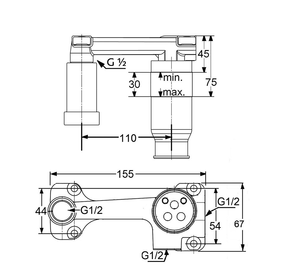 Приобрести внутренняя часть настенного смесителя для умывальника, арт. 38243