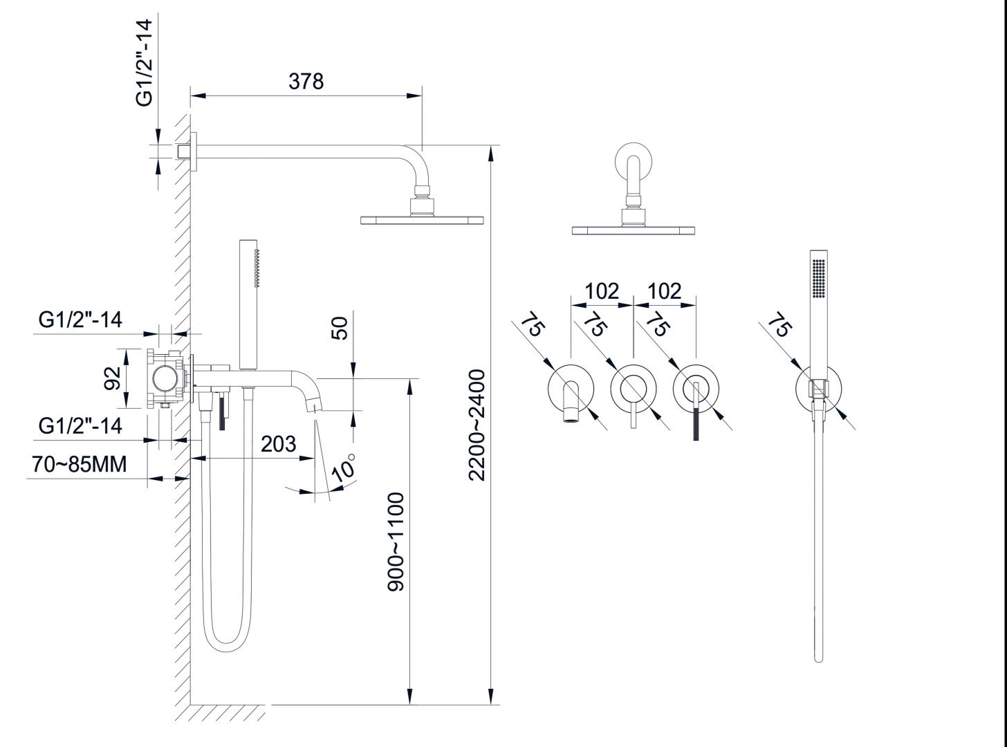 Приобрести hayzburg встраиваемая душевая система, графит hb-4004-3gg