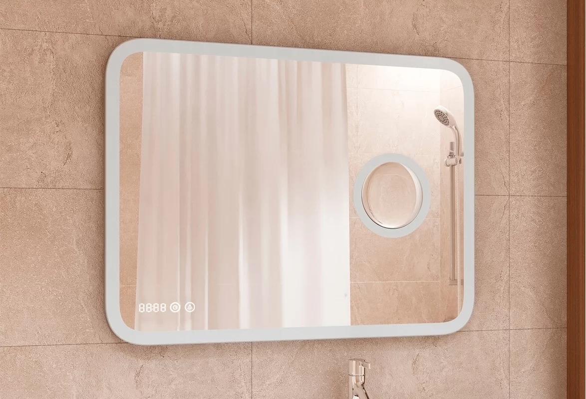 Приобрести continent зеркало bliss 80х60 см с подсветкой, часами, датчиком температуры, увеличительной линзой, белое