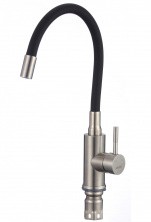 Savol Смеситель для кухни 345мм, гибкий излив, черный\нержавеющая сталь SUS6002-01