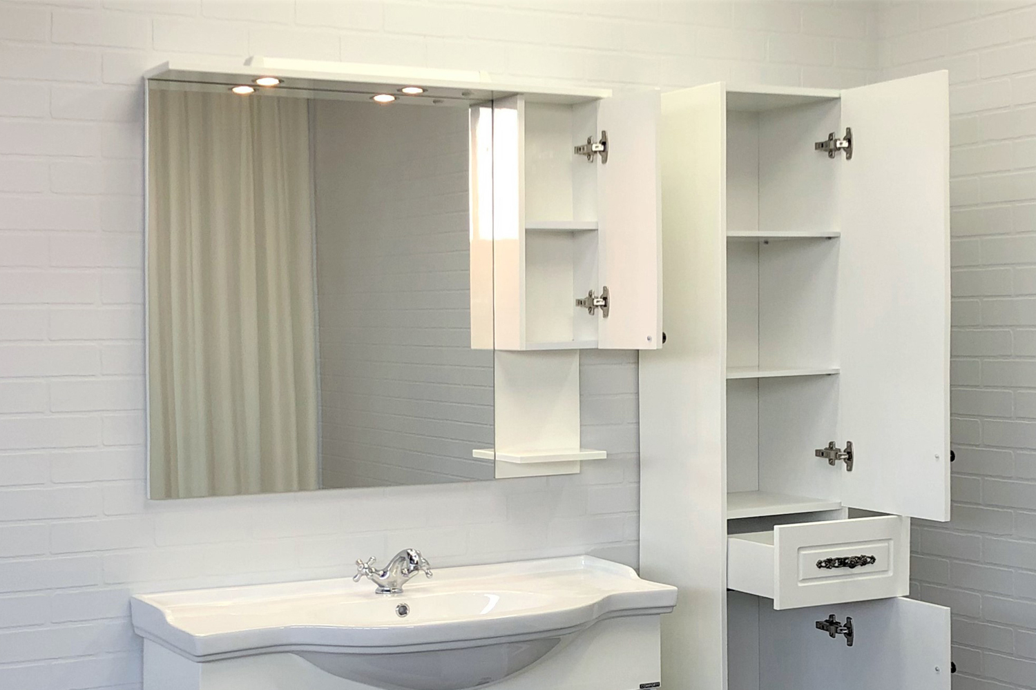 Приобрести сomforty зеркало-шкаф "севилья-100" слоновая кость