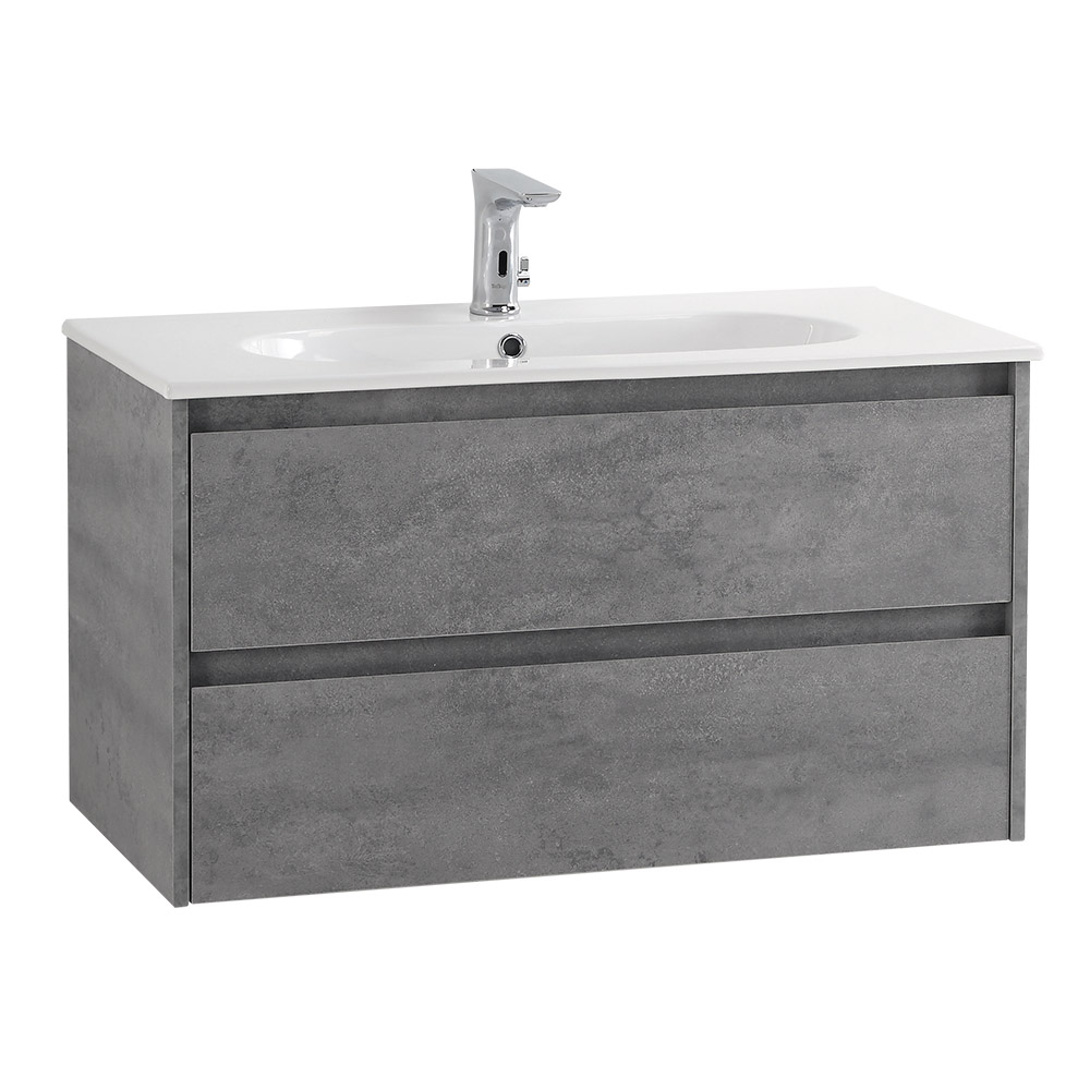 Приобрести belbagno тумба с раковиной kraft 80 см, подвесная cemento grigio, белая раковина