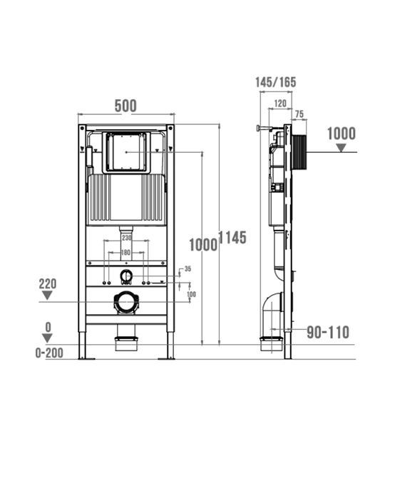 Приобрести инсталляция для унитазов wonzon & woghand с пневматической системой смыва (ww-ti743a-h)
