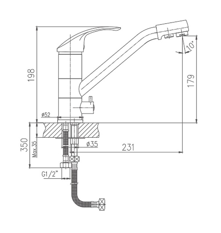 Приобрести haiba смеситель для кухни 266 мм, с фильтром, хром hb-4321