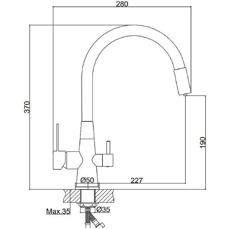 Приобрести haiba смеситель для кухни 370мм, гибкий излив, черный hb-76859-7