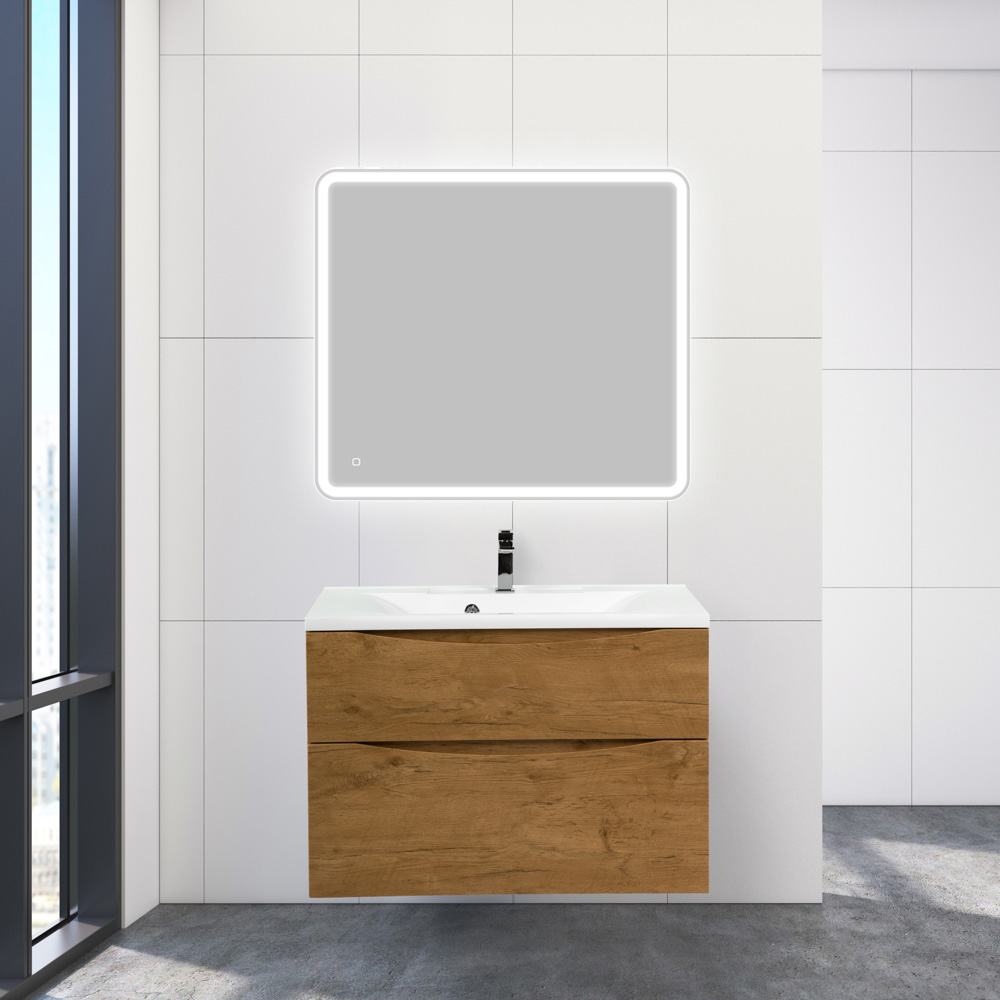 Приобрести belbagno тумба с раковиной marino-h60 90 см, подвесная rovere nature, белая раковина