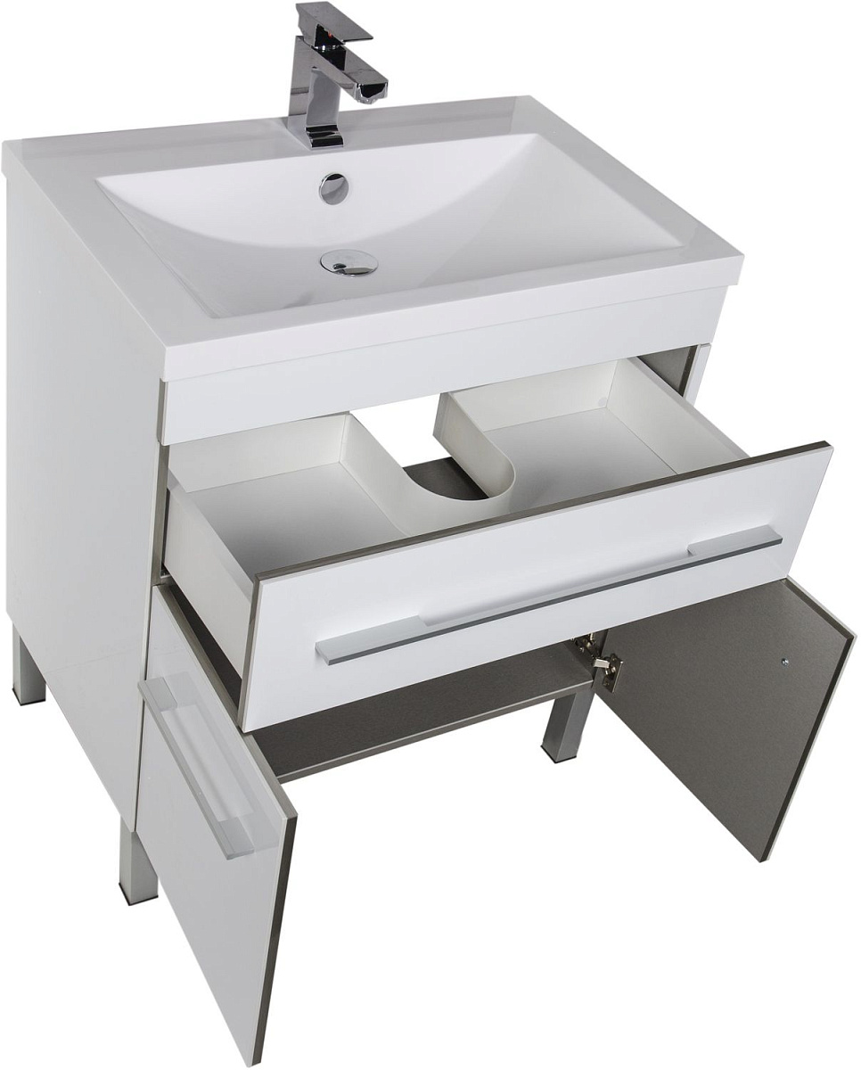 Приобрести aquanet тумба с раковиной верона 75 см, белая (напольная 1 ящик 2 дверцы)