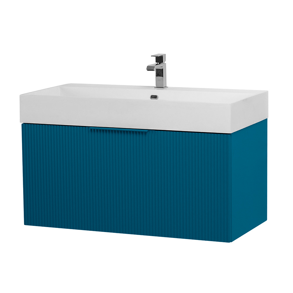 Приобрести cezares тумба подвесная с раковиной premium 90 см plisse blu petrolio, голубая 55443