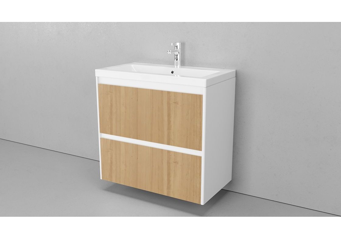 Приобрести тумба подвесная с раковиной velvex klaufs 80 см, белый/дерево