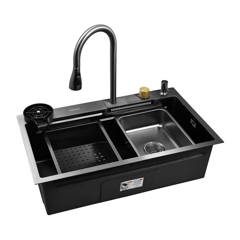 Приобрести gerhans кухонная мойка 75х45 см, функциональная, графит\декор