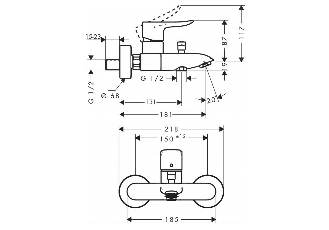 Приобрести смеситель для ванны hansgrohe metris 31480000