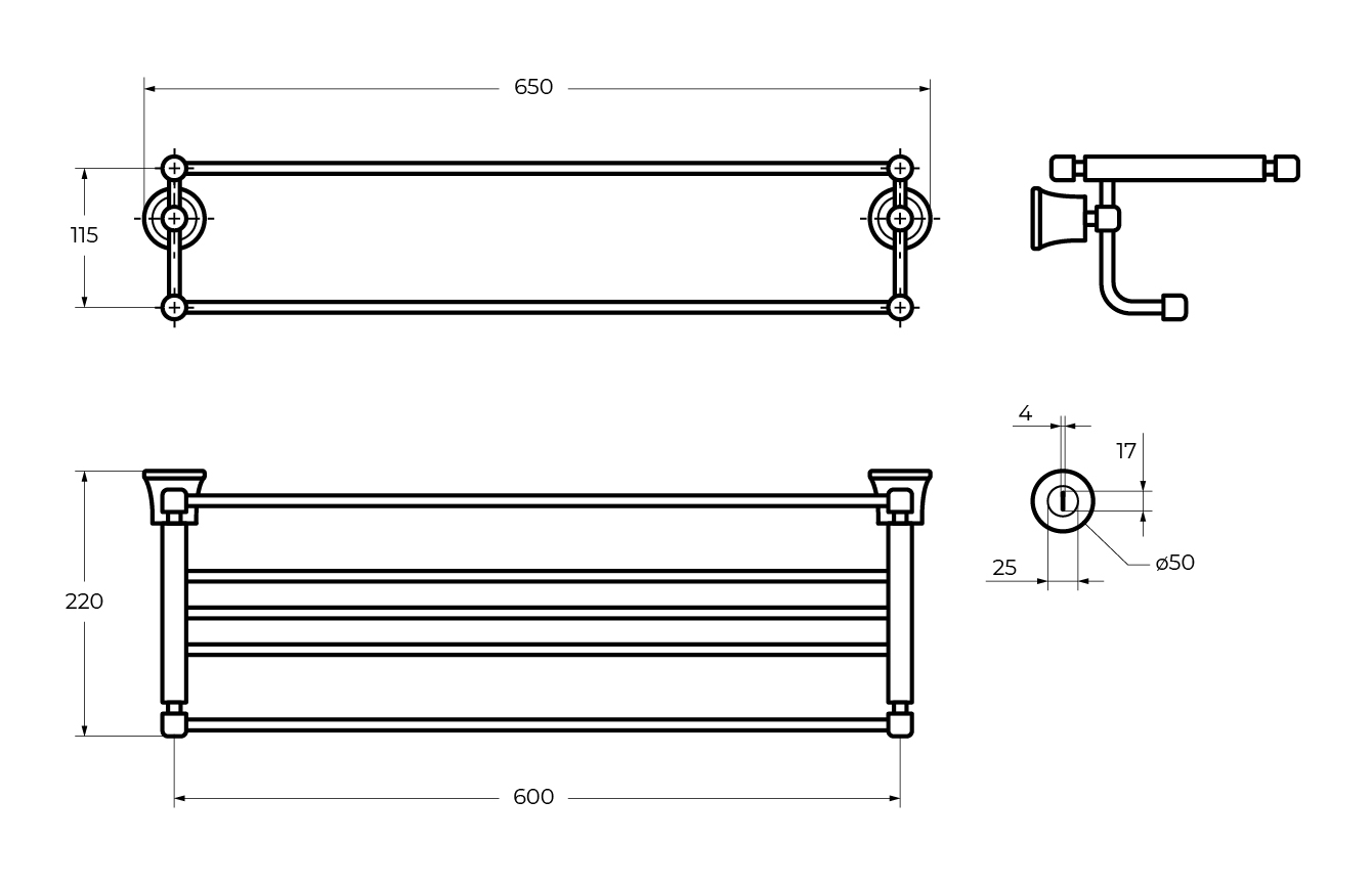 Приобрести cezares полка для полотенец liberty 65 см, хром czr-f-8980