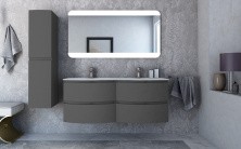 Cezares Тумба подвесная с раковиной на две чаши VAGUE 138 см Grigio Talpa Opaco, серая 54905