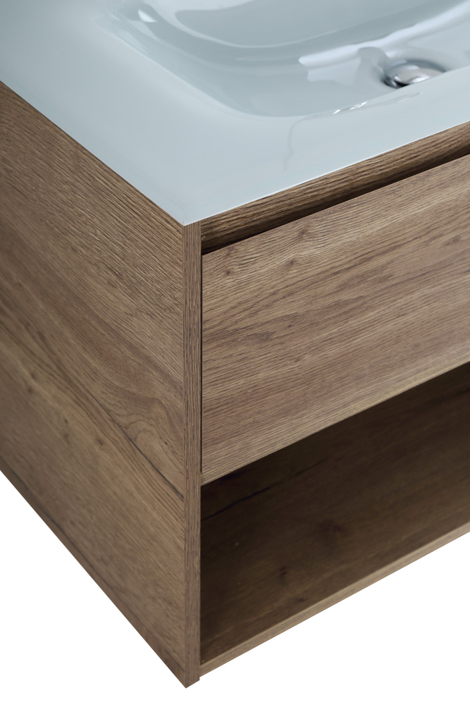 Приобрести belbagno тумба c раковиной kraft 90 см, с одним ящиком и полкой, подвесная rovere tabacco, стеклянна раковина