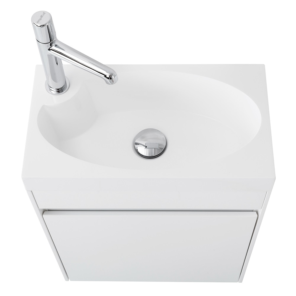 Приобрести belbagno тумба с раковиной pietra mini 46 см, подвесная с дверью 46-r bianco lucido, белая раковина