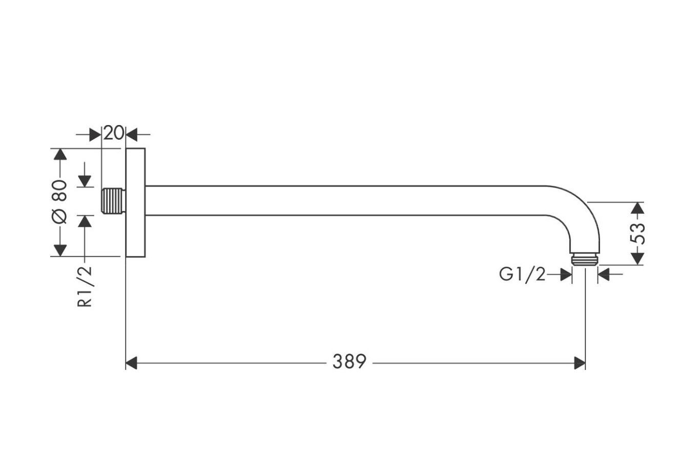 Приобрести 27413000 держатель душа 389 мм, ½’, хром