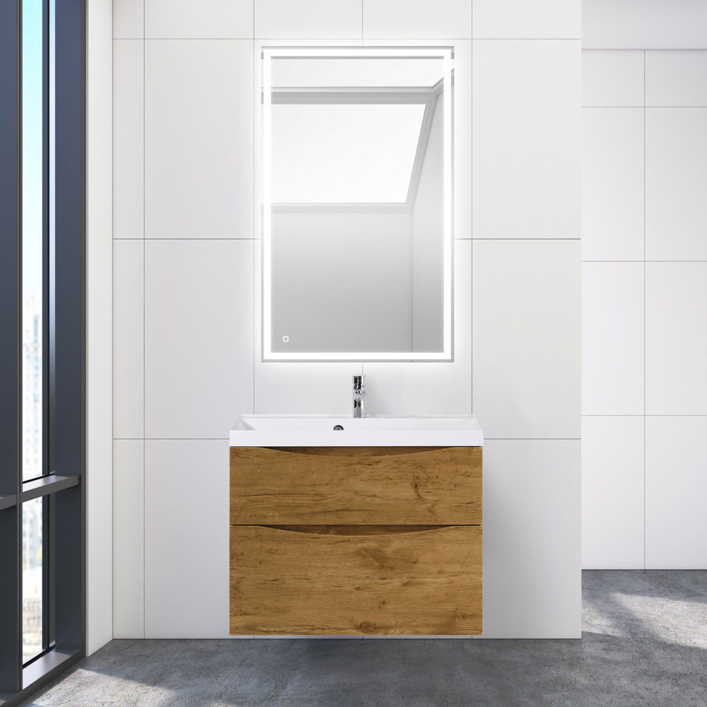 Приобрести belbagno тумба с раковиной marino-h60 80 см, подвесная rovere nature, белая раковина