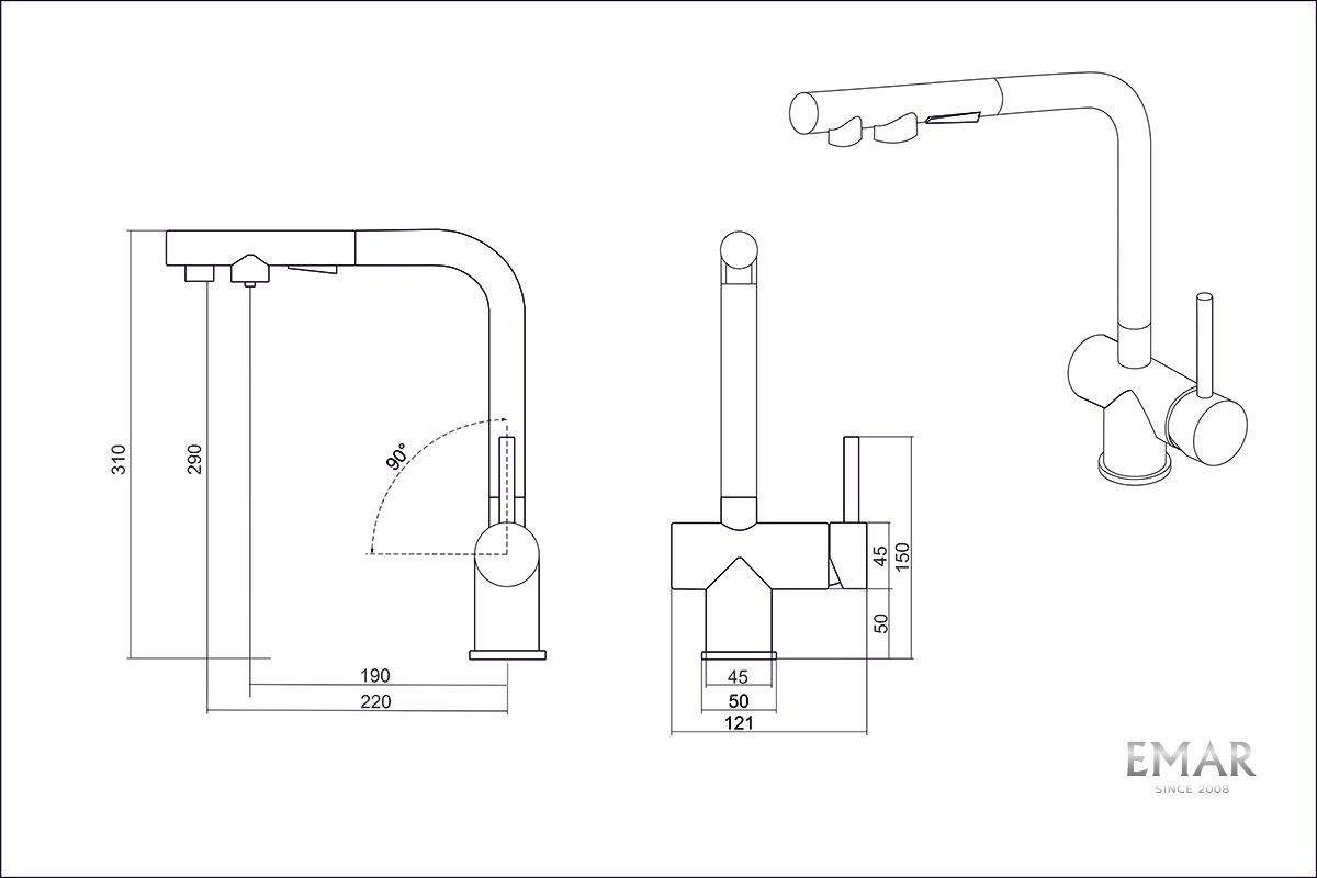 Приобрести emar смеситель для кухни, черный есв 7020 black