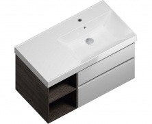 Тумба подвесная с раковиной Kerama Marazzi CUBO 90 см, белый+ментс L\R