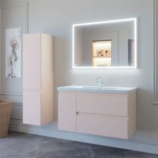 Caprigo Тумба с раковиной FORTE-Smalty 100 см, левая, пудра, эмаль