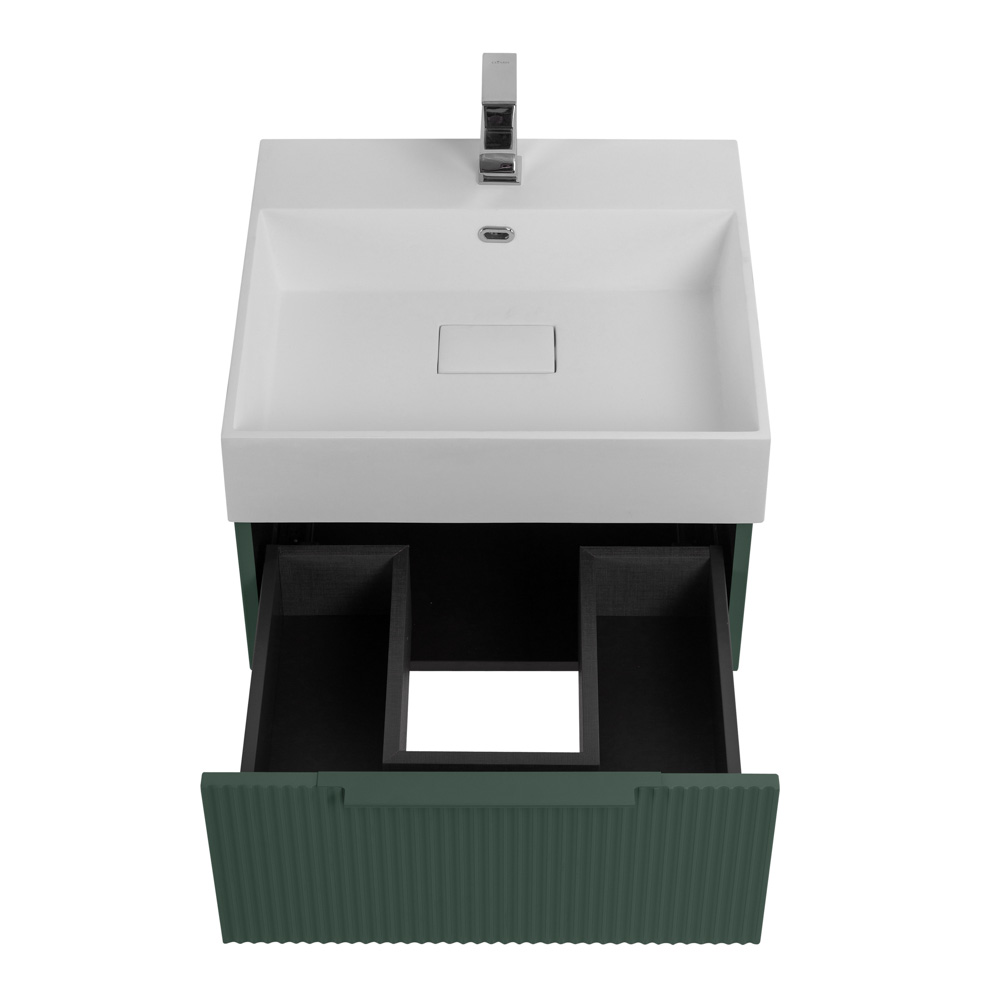 Приобрести cezares тумба подвесная с раковиной premium 50 см plisse verde opaco, серая 55415