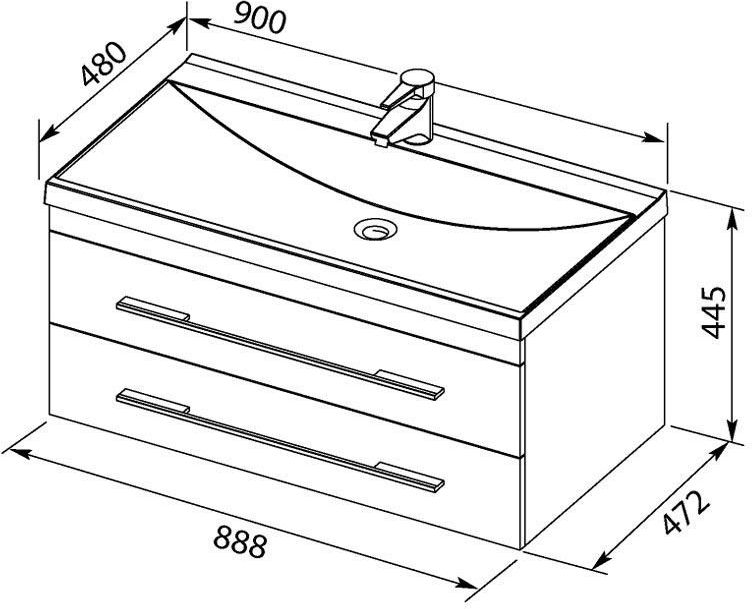 Приобрести aquanet тумба с раковиной нота 90 см, белая 00287708