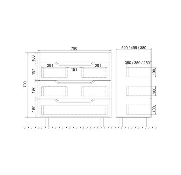 Приобрести mirsant тумба soho quadro 80см, напольная с раковиной