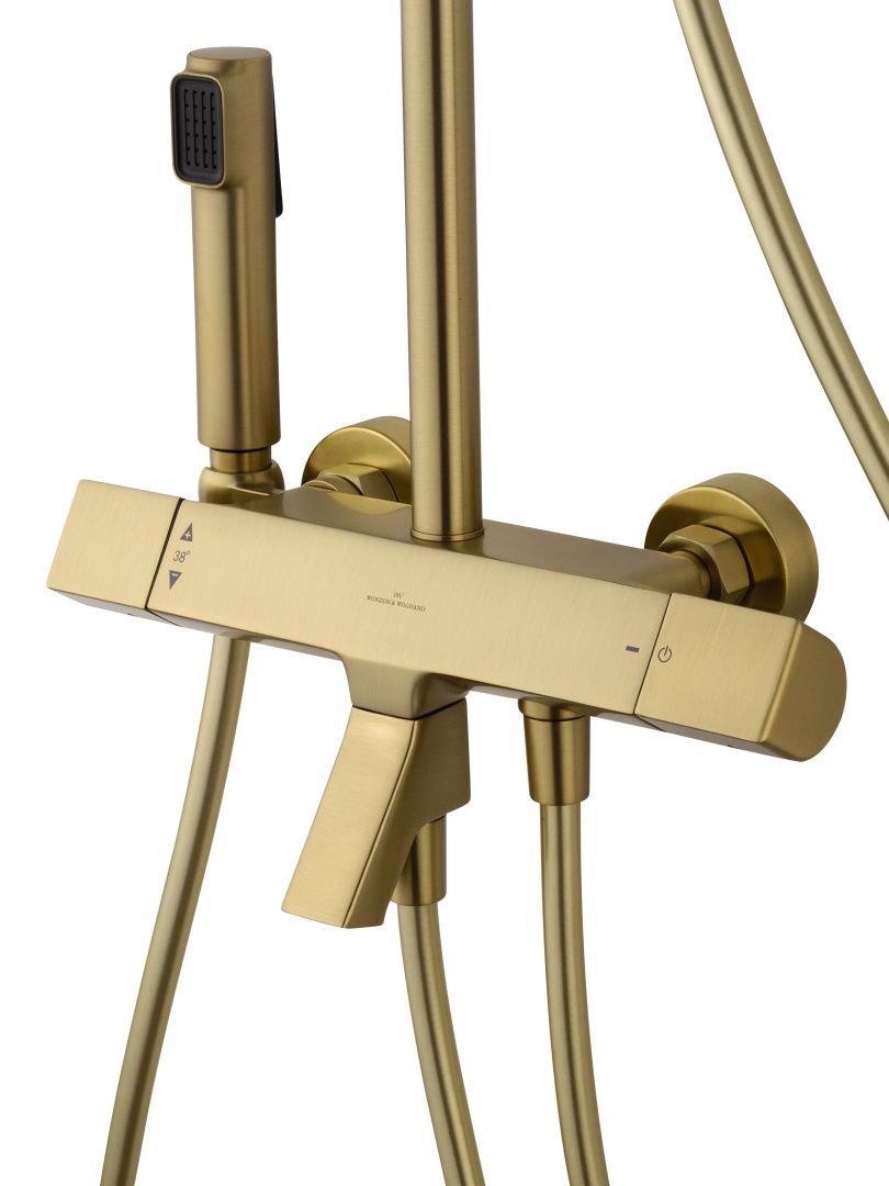 Приобрести душевая система с термостатом wonzon & woghand the one, брашированное золото (ww-b3094-bg)