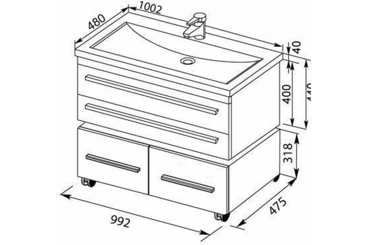 Приобрести aquanet тумба с раковиной нота 100 см, белая