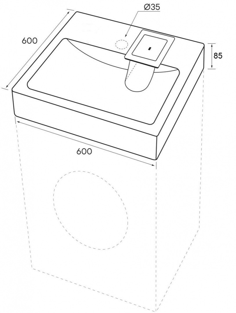 Приобрести azario раковина над стиральной машиной monako 60х60 см, бежевая cs00079880