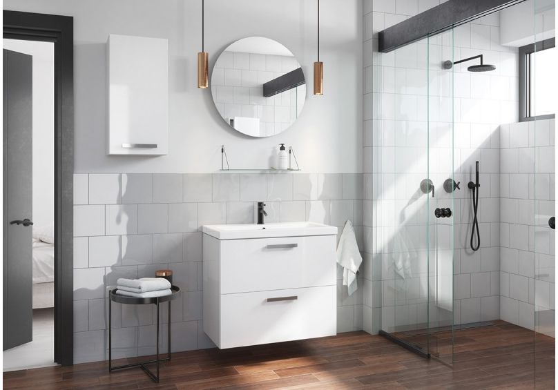 Приобрести тумба подвесная с раковиной cersanit melar 80 см, 2 ящика, белый